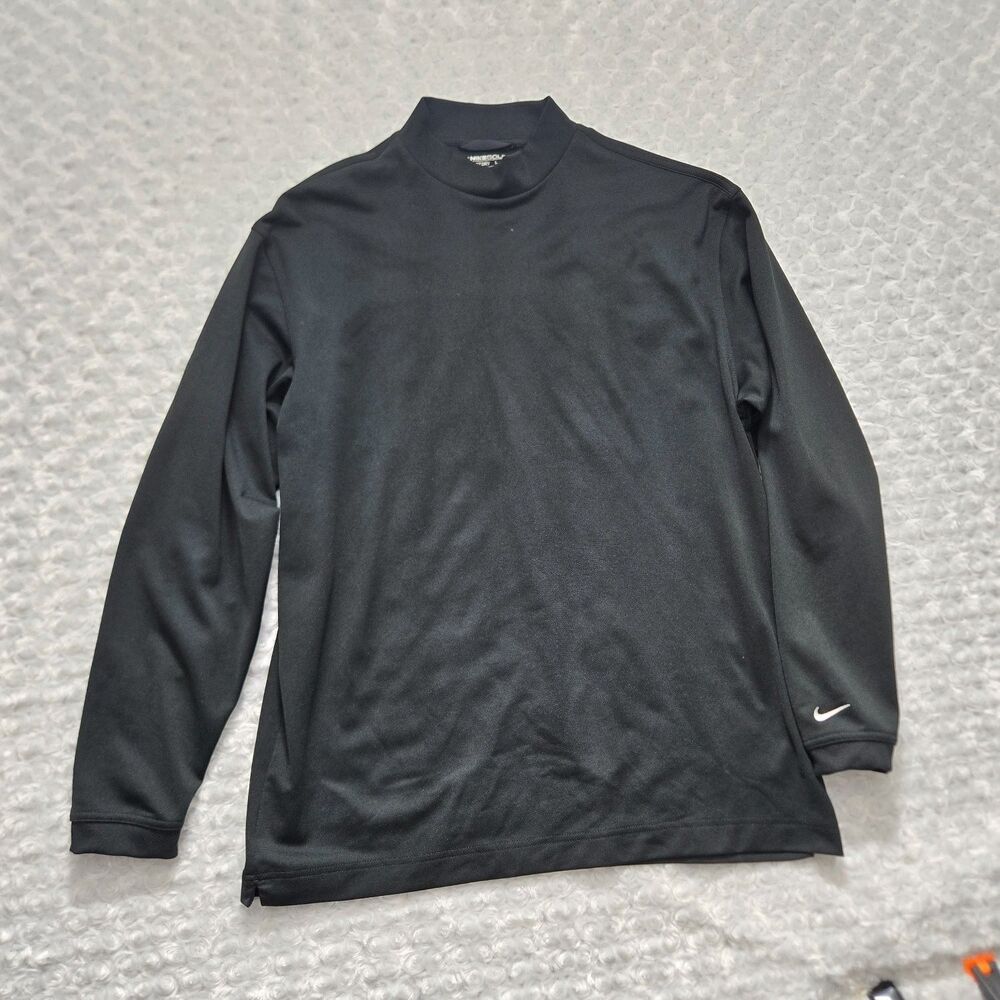 Nike Golf T-Shirt Mens L Black Mock Neck Long Sleeve Embroidered Exclusive